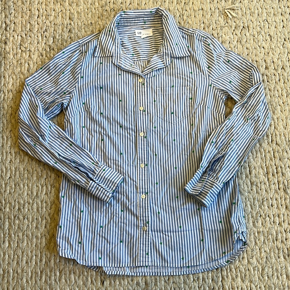 Gap Striped Fitted Boyfriend Shirt, Size XS